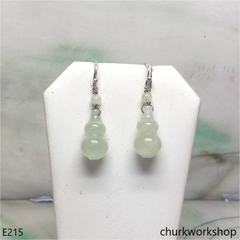 Pale green jade gourd earrings