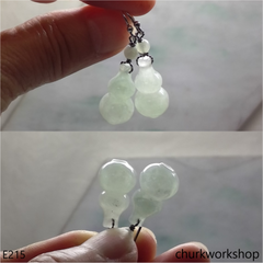 Pale green jade gourd earrings