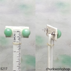 Round half ball jade silver ear studs