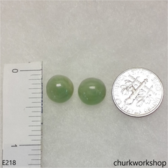 Round half ball jade silver ear studs