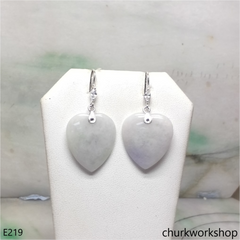 Lavender & green jade heart earrings
