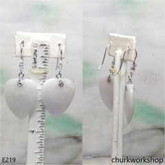 Lavender & green jade heart earrings