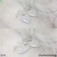 Lavender & green jade heart earrings
