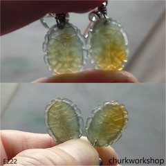 Yellowish green jade lady bug earrings