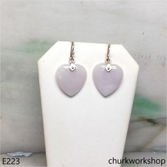 Lavender jade heart earrings