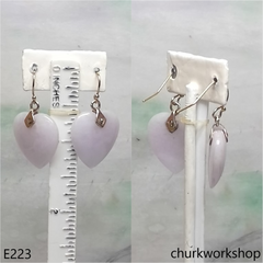 Lavender jade heart earrings