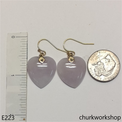 Lavender jade heart earrings