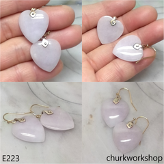 Lavender jade heart earrings