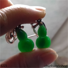 14K white gold dangling jade earring