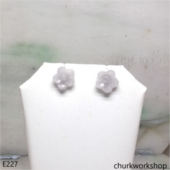 Pale lavender jade flower ear studs