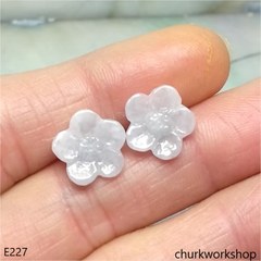 Pale lavender jade flower ear studs