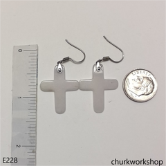 White jade cross earrings