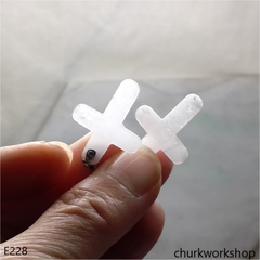 White jade cross earrings