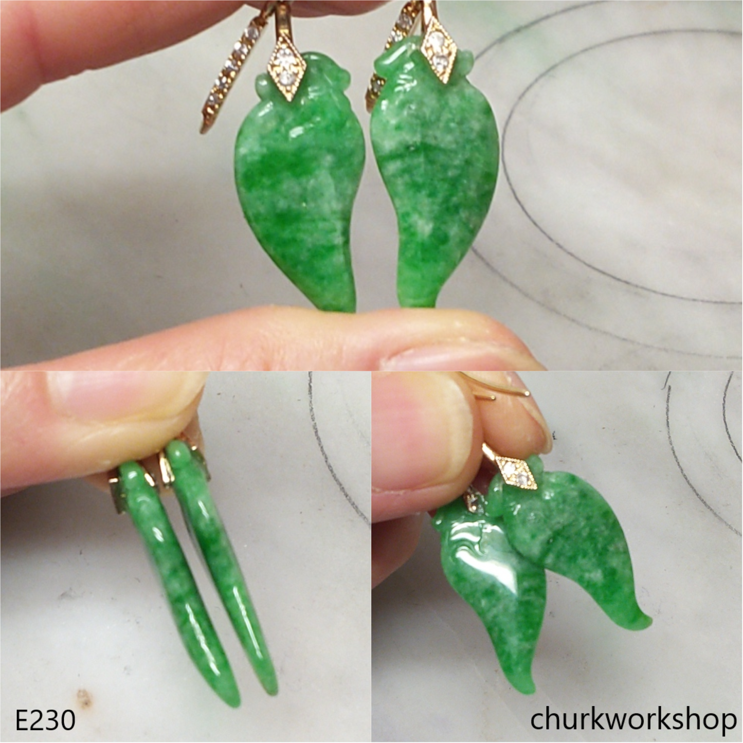 Apple green jade earrings