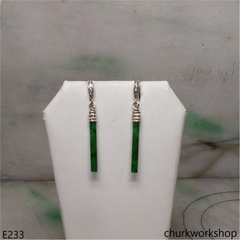 Green jade stick earrings