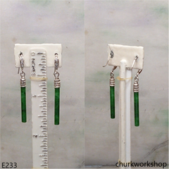 Green jade stick earrings