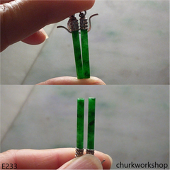 Green jade stick earrings