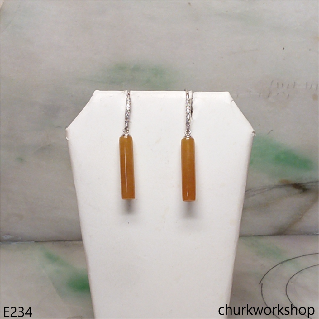 Red jade stick earrings