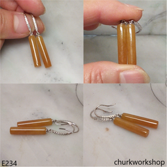 Red jade stick earrings