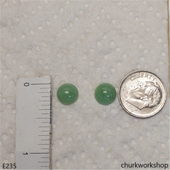 Light green jade half bead silver ear studs
