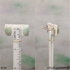 Light green jade ear studs