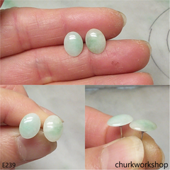 Light green jade ear studs