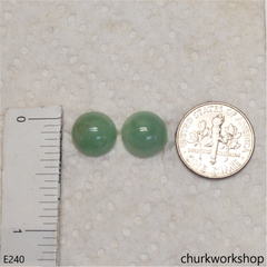 Light green jade half bead silver ear studs