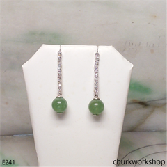 Green jade bead earrings