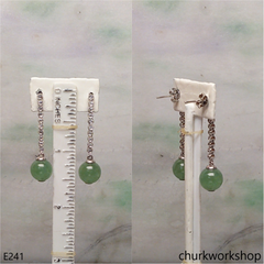 Green jade bead earrings