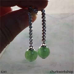 Green jade bead earrings