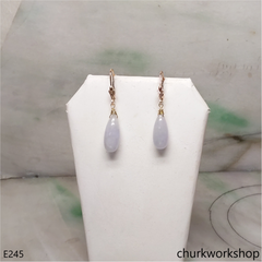 Pale lavender jade 14k gold earring