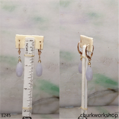 Pale lavender jade 14k gold earring