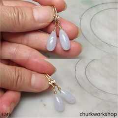 Pale lavender jade 14k gold earring