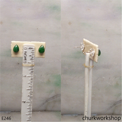 Dark green jade ear studs