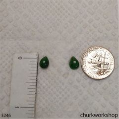 Dark green jade ear studs