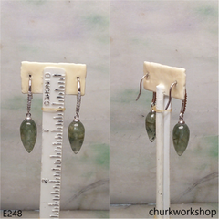 Bluish green jade ear hooks