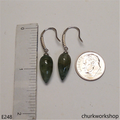 Bluish green jade ear hooks