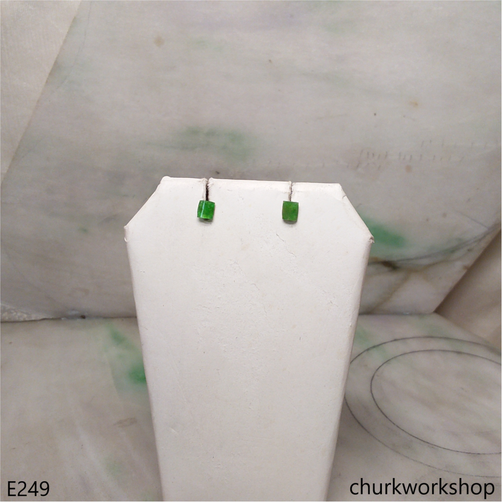 Green jade ear studs