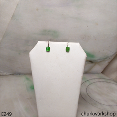 Green jade ear studs
