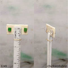 Green jade ear studs
