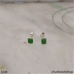 Green jade ear studs
