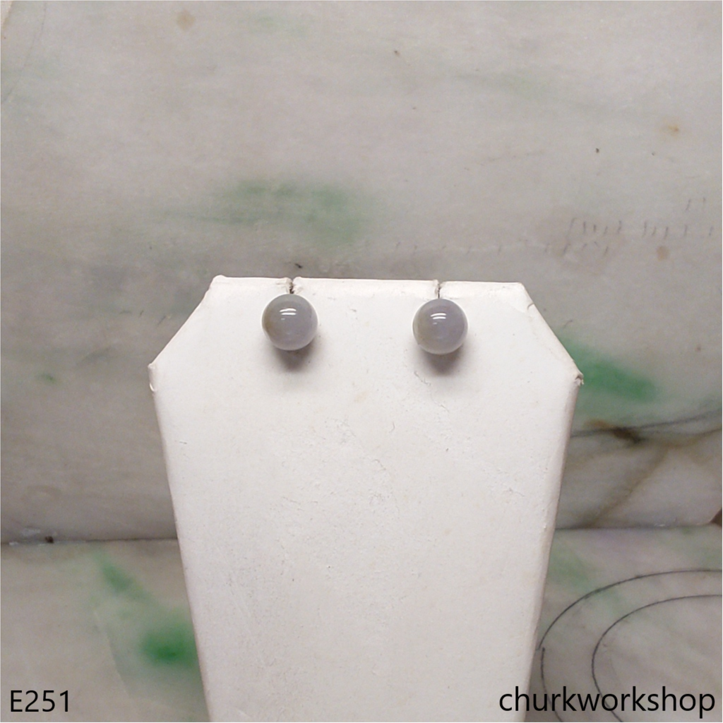 Lavender jade bead silver ear studs