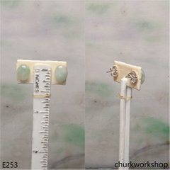 Light green jade ear studs