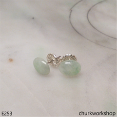 Light green jade ear studs