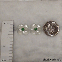 Icy jade flowers sterling silver ear studs