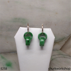 Green interlocking jade earrings
