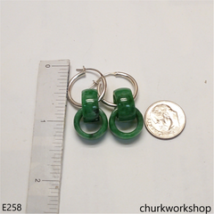 Green interlocking jade earrings
