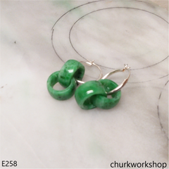 Green interlocking jade earrings