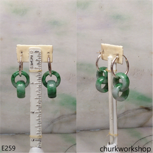 Green interlocking jade earrings