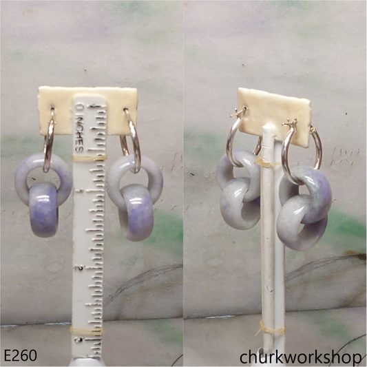 Lavender interlocking jade ring earrings